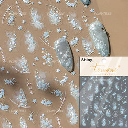 Vigorous Pink Orchid Cymbidium Antique Fragrant Thoroughwort Grass Butterfly Adhesive Nail Art Sticker Plant 3D Manicure Decals (ONLINE ORDER ONLY)