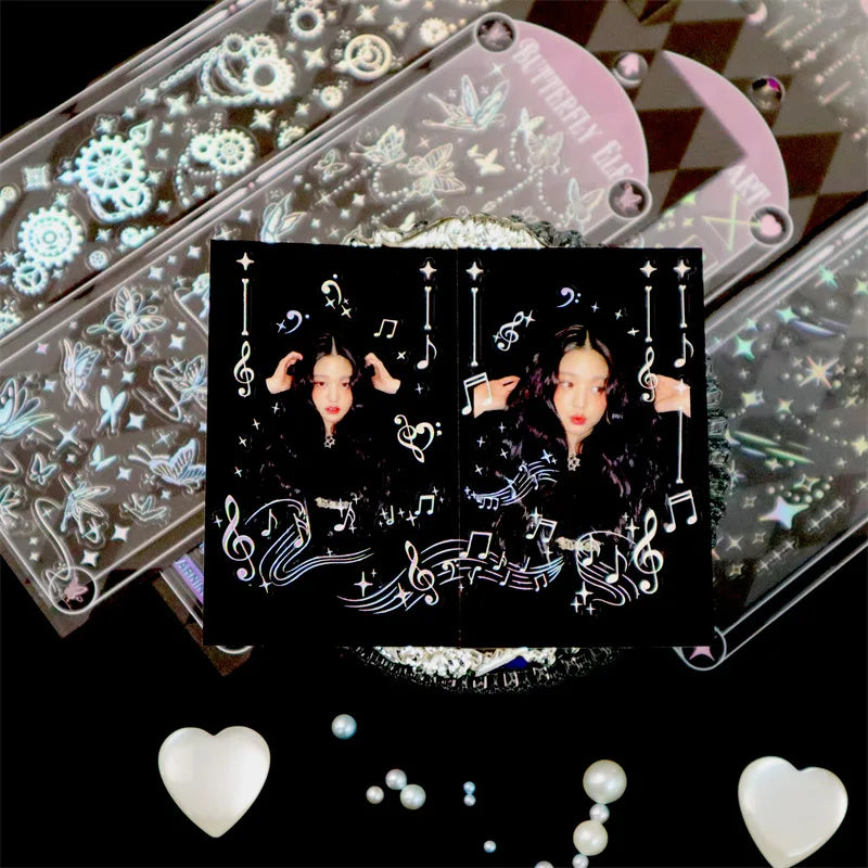 1pcs Hot Silver Laser Stereo Sticker Bright Stars Decorative Adhesive Sticker For Scrapbooking Diary Album Journal DIY Idol Card (Online Order Only)