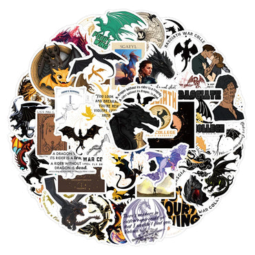 10/30/50/120pcs Fantasy Novel Fourth Wing Waterproof Stickers Anime Decals Skateboard Laptop Phone Car Luggage Cool Sticker Toy (ONLINE ORDER ONLY)