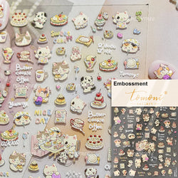 Cute Cat Cherry Sweet Cake Dog Butter Cookie Coffee Strawberry Jam Ice Cream Adhesive Nail Art Decoration Sticker Manicure Decal (Online Order Only)