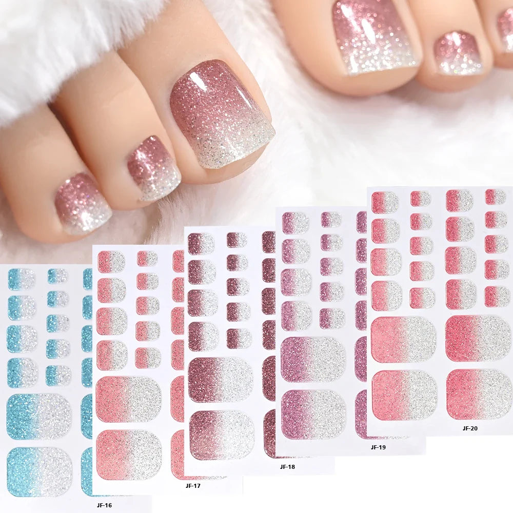 110Tips 3D Full Cover Gradient Toenail Stickers Multi Color Self Adhesive Slider No Need UV Lamp Cured Press On Toe Nail Decals* (ONLINE ORDER ONLY)