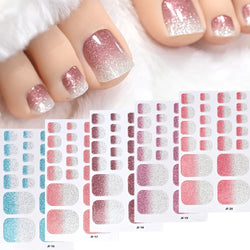 110Tips 3D Full Cover Gradient Toenail Stickers Multi Color Self Adhesive Slider No Need UV Lamp Cured Press On Toe Nail Decals* (ONLINE ORDER ONLY)