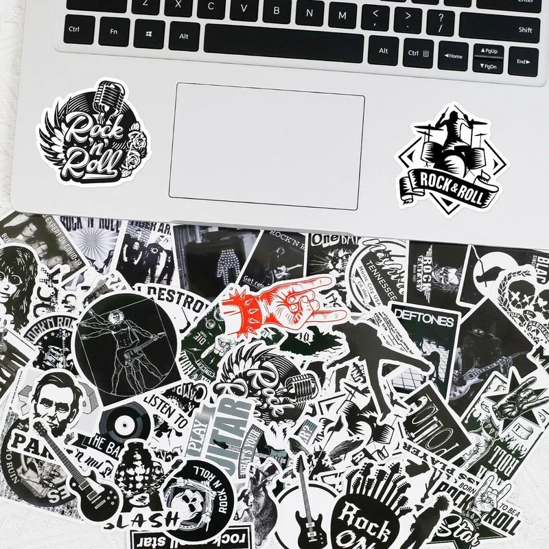 Black and White Metal Rock Music Singer Sticker Packs (Online Order Only)