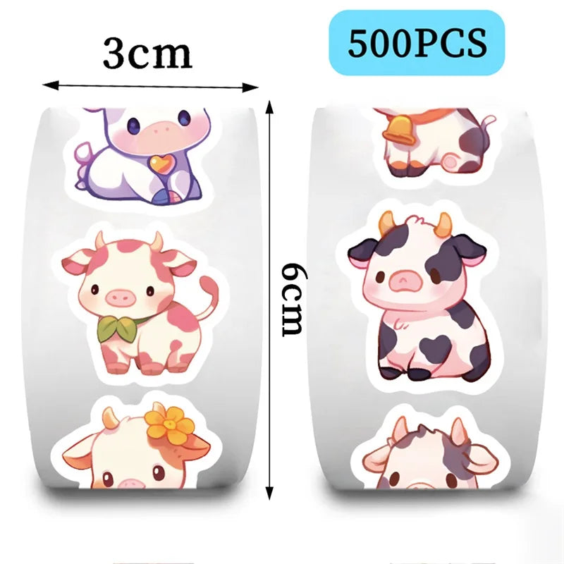 500PCS Kawaii Calf Sticky Paper Labels Thank You Sticker Sealing DIY Decoration Scrapbooking Stationery Hand Accounting Supplies (ONLINE ORDER ONLY)