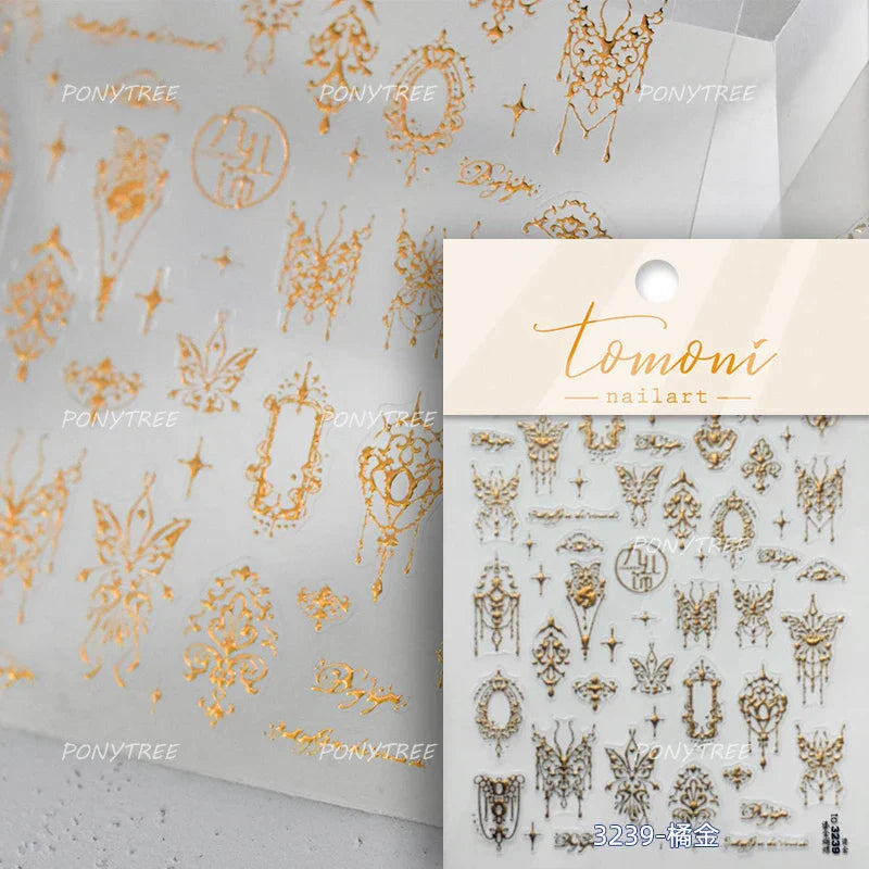 Shiny Butterfly Lace Line Bowknot Silk Ribbon Star Love Heart Fantasy Delicate Chic Adhesive Nail Art Stickers Manicure Decals (Online Order Only)