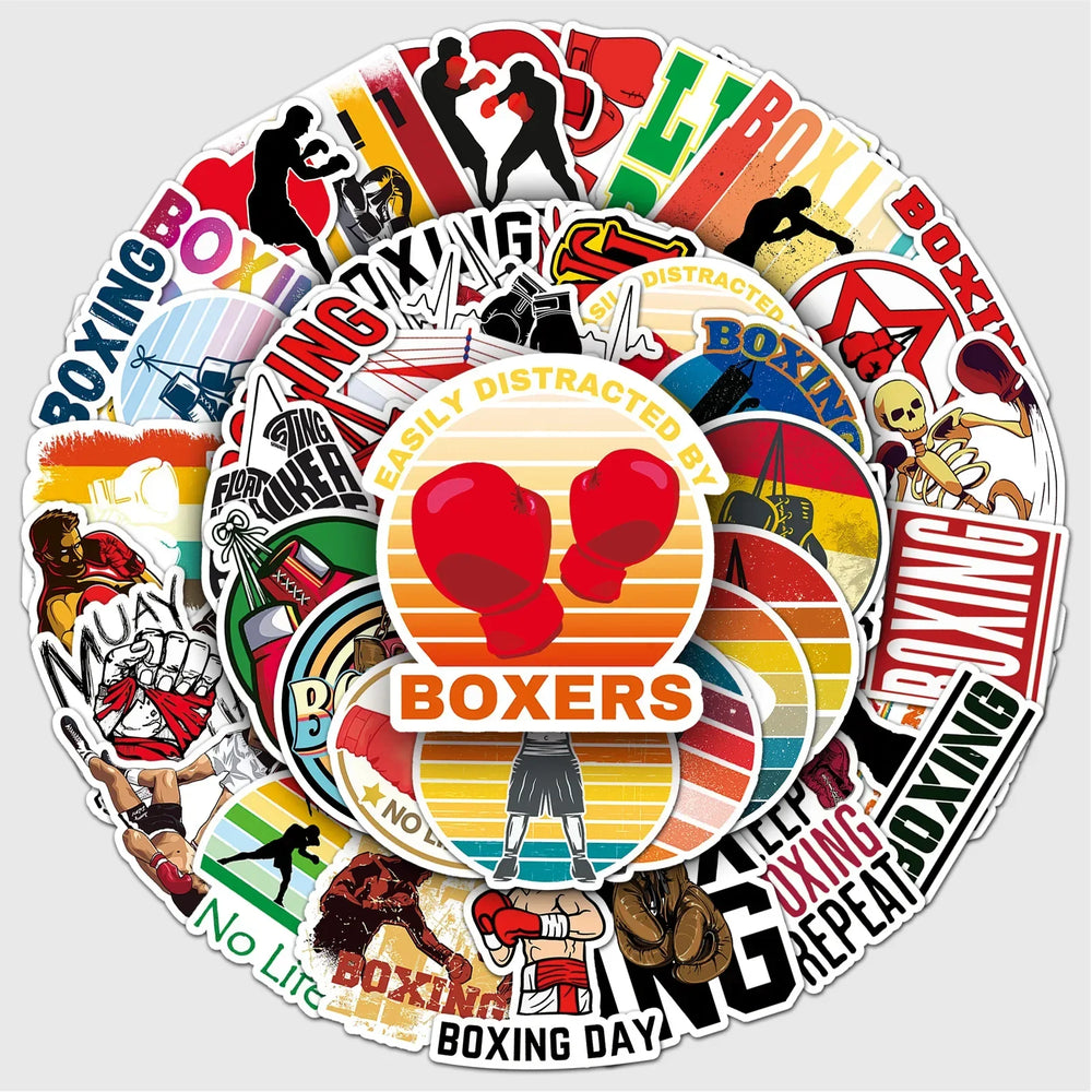 Boxing Cartoon Stickers for Phone Laptop Luggage Skateboard Kids Toy (Online Order Only)