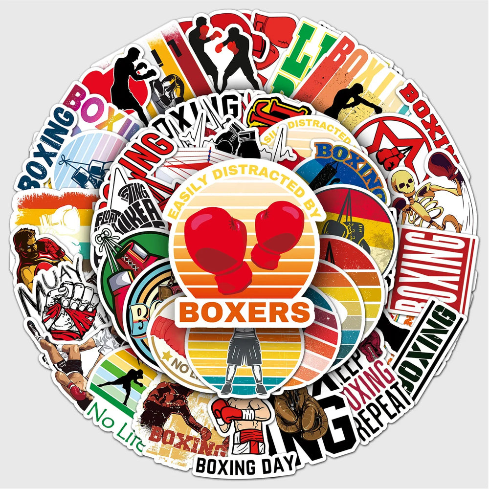Boxing Cartoon Stickers for Phone Laptop Luggage Skateboard Kids Toy (Online Order Only)
