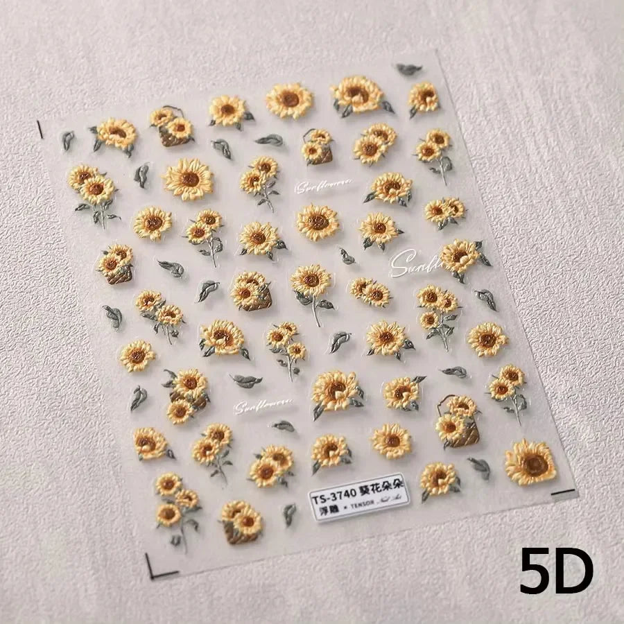 Autumn Fall Sunflower Rabbit Leaves Crane Rose Sun Mountain Hill Produce Good Harvests Cookie Nail Art Sticker Decoration Decals (ONLINE ORDER ONLY)