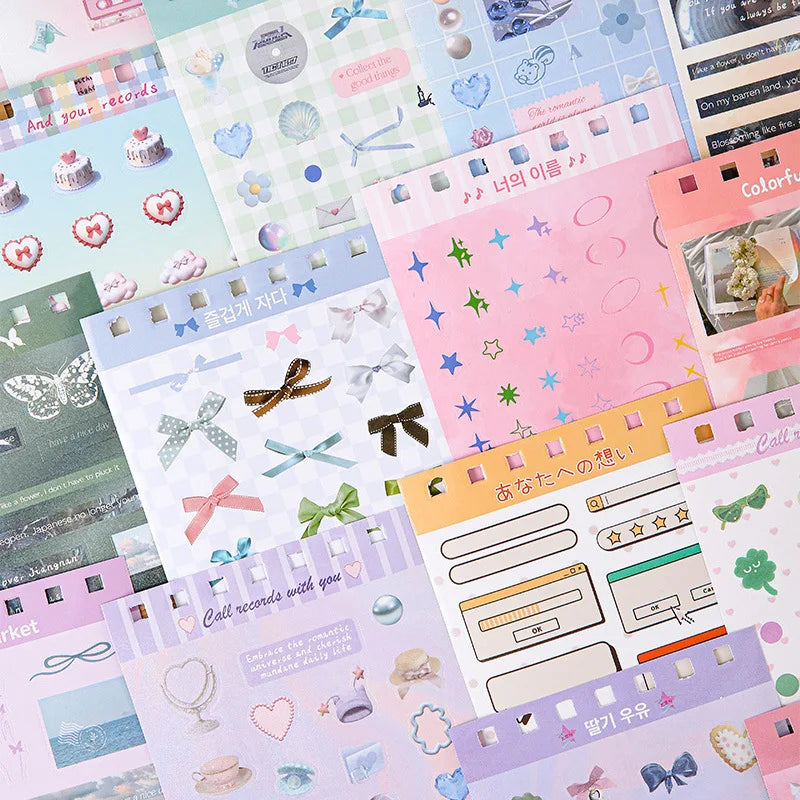 45 Sheets 4 Various Styles of Sticker Books Cute Cut Film Sticker Journal Handbook Scrapbooking Kawaii Decoration Sticker Gift (ONLINE ORDER ONLY)