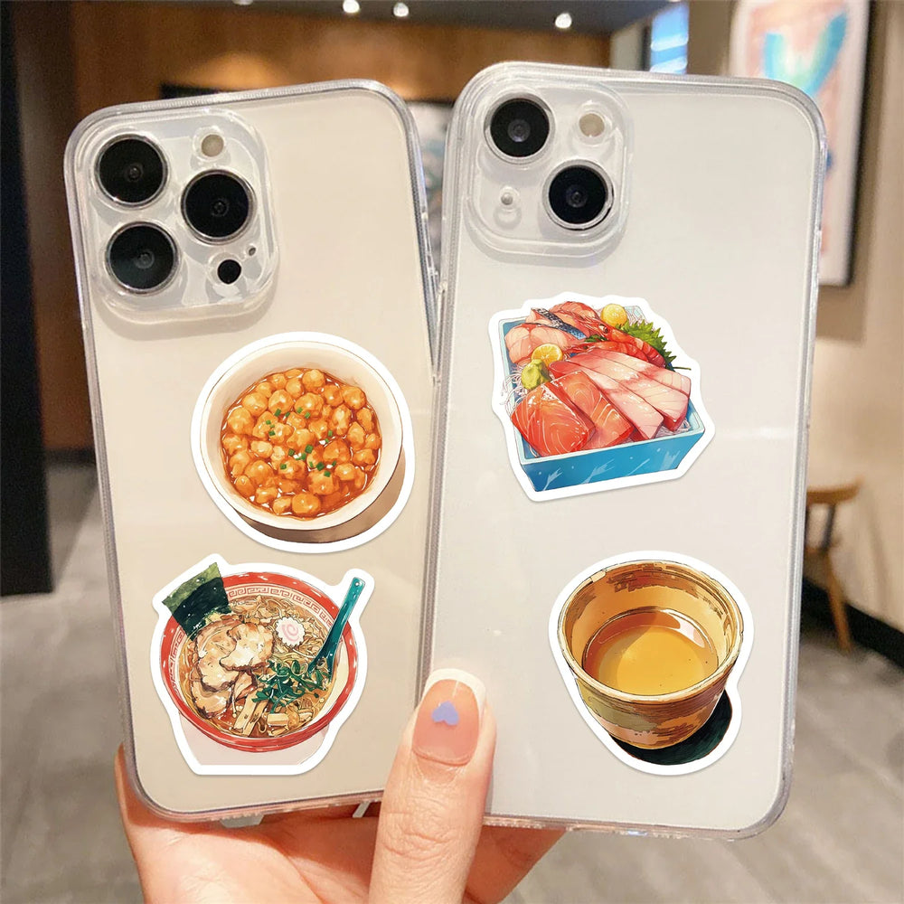 30Pcs Japanese Gourmet Food Stickers for Laptop Scrapbook Waterproof Cartoon Graffiti Decals Cute Sticker Toys Decor (Online Order Only)