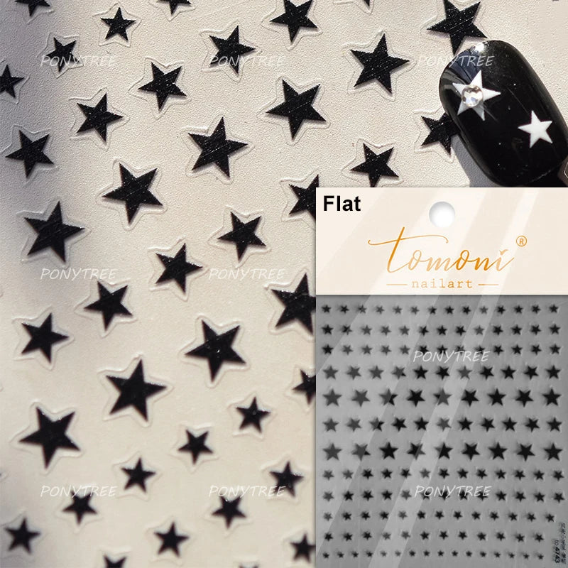 Irregular Stars Red Silver Five-pointed Star Meteor Shiny 5D Self Adhesive Nail Art Stickers Romantic Rhinestone Manicure Decals (ONLINE ORDER ONLY)