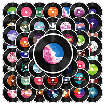 10/30/50pcs Cool Music Record Band Stickers Waterproof Cartoon Decals Laptop Notebook Motorcycle Car Decoration Sticker Kids Toy (Online Order Only)