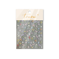 Dried Flower Lavender Bowknot Peony Pomegranate Flowers Bouquet Rose Chic Reliefs Self Adhesive Nail Art Stickers Manicure Decal (ONLINE ORDER ONLY)