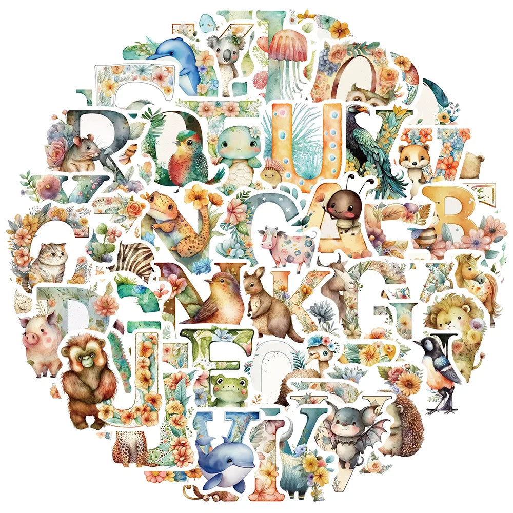 Cartoon Animal Graffiti Stickers for Laptop, Car, Fridge, DIY Vinyl 10/30/52pcs (ONLINE ORDER ONLY)