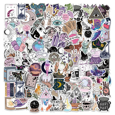 10/30/50/100pcs Boho Witchy Apothecary Stickers Witch Tarot Goth Decals Laptop Luggage Phone Waterproof Toy Sticker for Kid Girl (ONLINE ORDER ONLY)