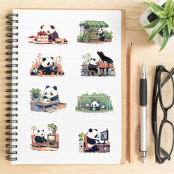50pcs Diary Life Panda Cartoon Graffiti Stickers Decorative Guitar Phone Stationery Vinyl Animal Sticker Kawaii Kid Toy ﻿ (ONLINE ORDER ONLY)