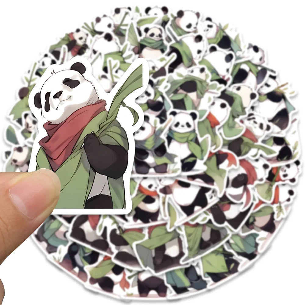 54pcs Cartoon Master Panda Animal Stickers For Laptop Guitar Phone Luggage Decor Waterproof Graffiti Bicycle Car Vinyl Decals (ONLINE ORDER ONLY)