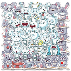 37pcs Funny Cute Cartoon Rabbit Meme Stickers For Luggage Guitar Phone Waterbottle Waterproof Graffiti Laptop Decals Kids Toy (ONLINE ORDER ONLY)