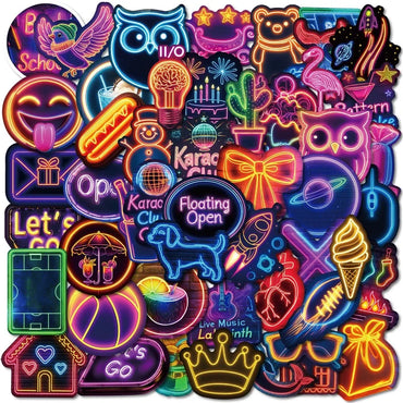 10/30/50PCS Cute Neon Sticky PVC Sticker Aesthetic Stationery DIY Colored Decoration Scrapbooking School Supplies for Kids (ONLINE ORDER ONLY)