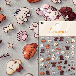 Dyeing Apple Cherry Fruit Dog Puppy Bowknot Colorful Cartoon Graffiti Reliefs Adhesive Nail Art Stickers Flowers Manicure Decals (ONLINE ORDER ONLY)