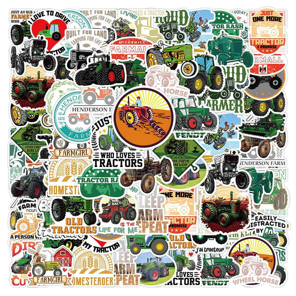 Farm Tractor Cartoon Stickers for Phone, Laptop, Luggage, Skateboard - Fun Decals for Kids (ONLINE ORDER ONLY)