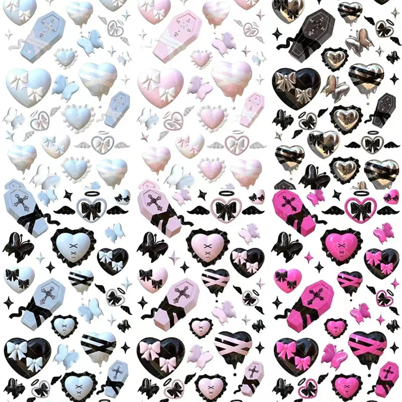 Asia Sweet Style 3D Love Heart Stickers Hand Account Idol Card DIY Material Decorative Sticker Personalized Kawaii Stationery (ONLINE ORDER ONLY)