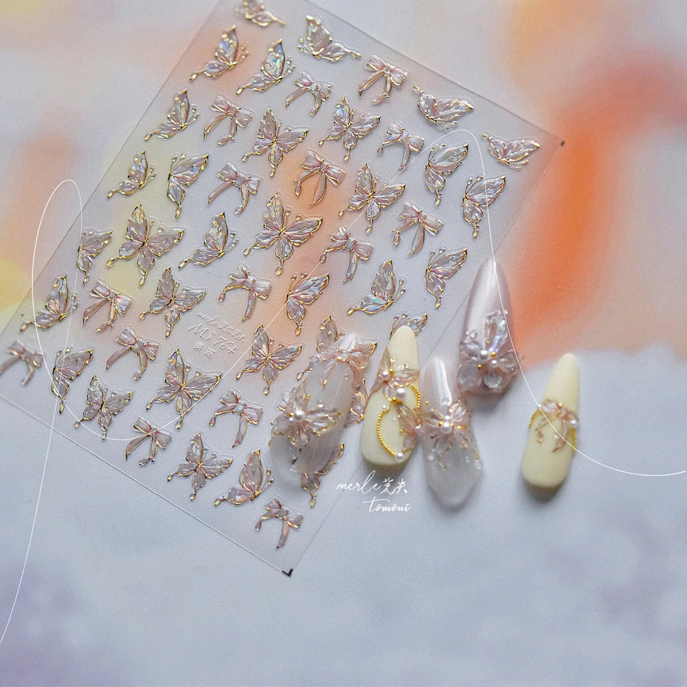 Bowknot Ribbon Butterfly Jelly Shiny Sparkling Delicate Charming Bow Tie 5D Nail Art Decorations Stickers DIY Manicure Decals (ONLINE ORDER ONLY)