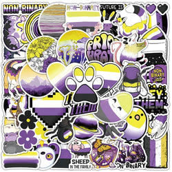 Nonbinary Pride Stickers 10/30/60pcs Gender Identity Decals for Laptop, Skateboard, Phone, Luggage, Bike, Car (Online Order Only)