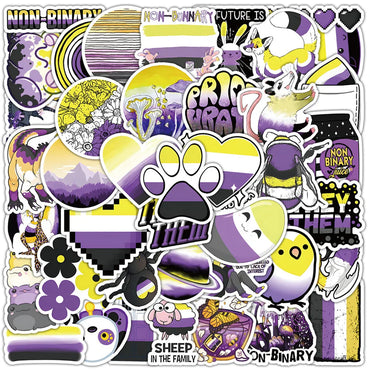 Nonbinary Pride Stickers 10/30/60pcs Gender Identity Decals for Laptop, Skateboard, Phone, Luggage, Bike, Car (Online Order Only)
