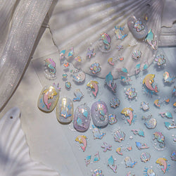 Starfish Dolphin Otter Shell Conch Whale Seahorse Pearl Oyster Infauna Self Adhesive Nail Art Stickers Manicure Decals Wholesale (ONLINE ORDER ONLY)