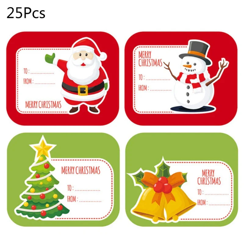 100pcs Merry Christmas Stickers Writable Name Tags Xmas Sticker Write On Labels Holiday Present DIY Gift Box Baking Card (Online Order Only)