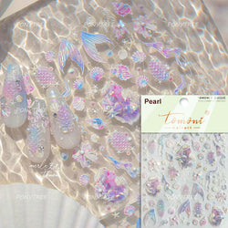 Shiny Mermaid Tail Fish Tail Sea Wave Jelly Spoondrift Shell Starfish Ocean Romantic Delicate Nail Art Stickers Manicure Decals (ONLINE ORDER ONLY)