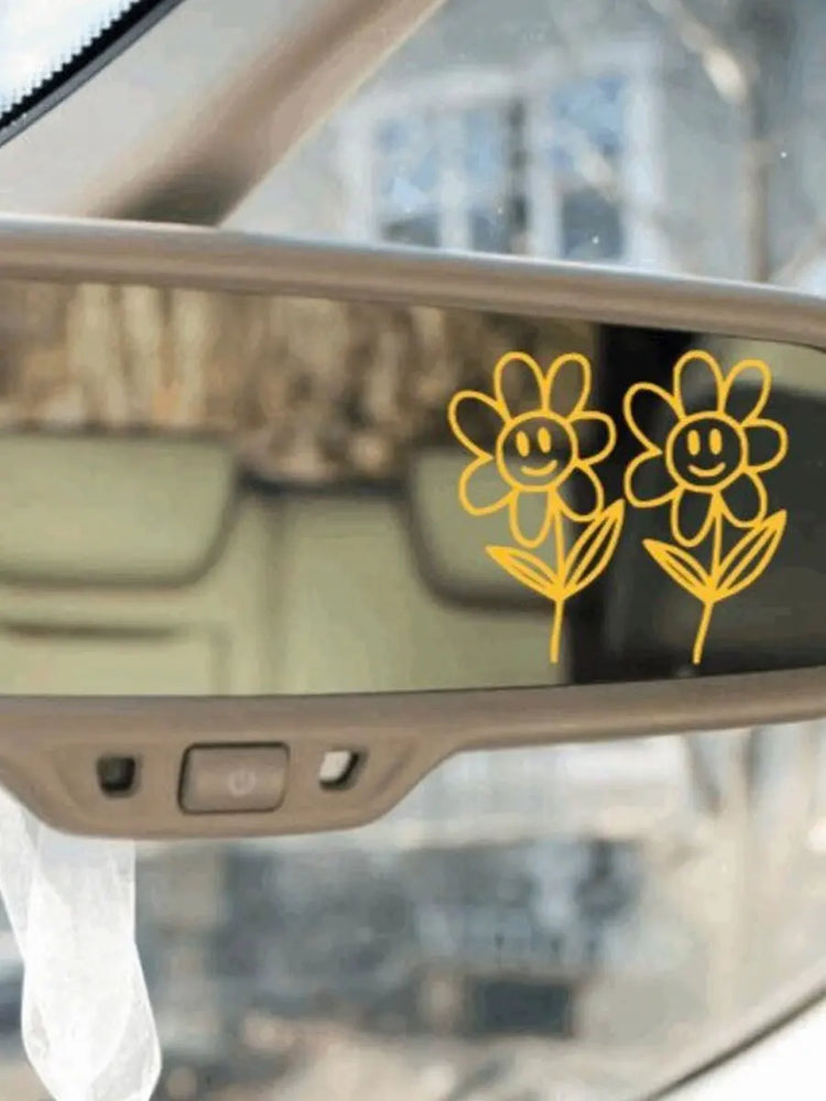 Flower Buds Car Sticker Plant Interior Decoration Rear View Mirror Fashion Stickers Creative Sport PVC Vinyl Decals (ONLINE ORDER ONLY)