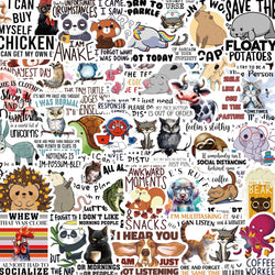 Funny Animal Quotes Stickers PVC Waterproof Skateboard Notebook Graffiti Toy 10/30/50PCS (Online Order Only)