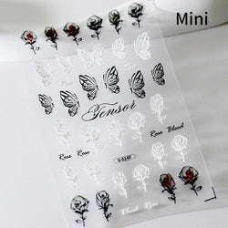 Butterfly Rose Laser Jelly Hot Stamping Lace Letter Flower Love Heart Bowknot 5D Self Adhesive Nail Art Stickers Manicure Decals (ONLINE ORDER ONLY)