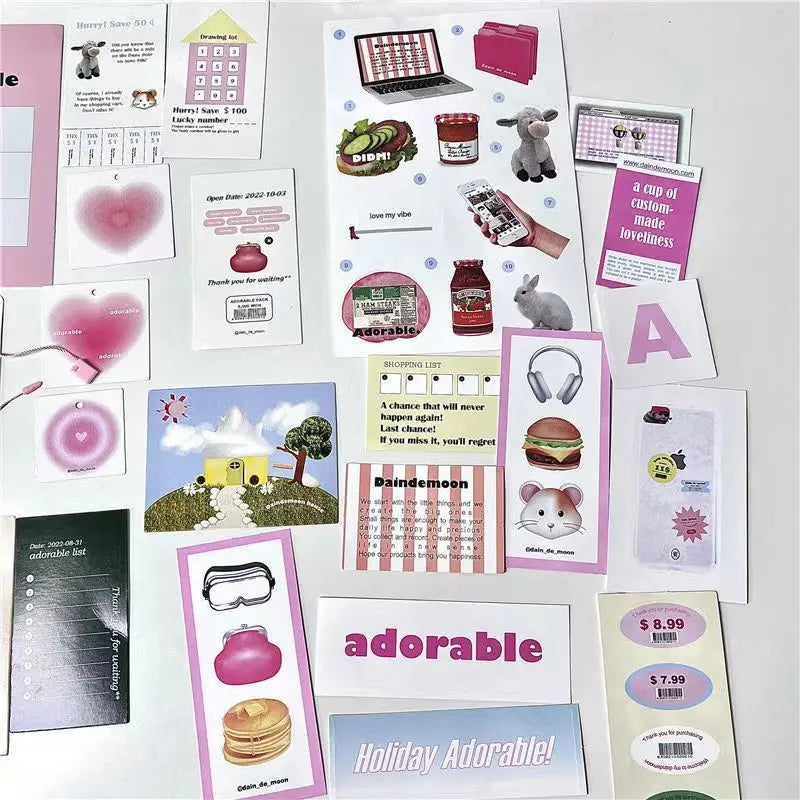 Korean Ins Adorable Pack Stickers Diary Handbook Decorative Aesthetic Craft Art Supplies Material Kawaii Stationery Sticker Gift (ONLINE ORDER ONLY)