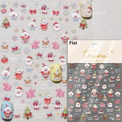 Apple Bear Bunny Snowman Winter Tree Bell Dog Self Adhesive Nail Art Stickers Snowflake Santa Claus Rhinestone Manicure Decals (ONLINE ORDER ONLY)