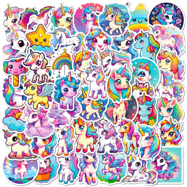10/50pcs Cute Cartoon Rainbow Unicorn Stickers Kawaii Decals DIY Scrapbooking Laptop Travel Luggage Wall Car Decoration Sticker (ONLINE ORDER ONLY)