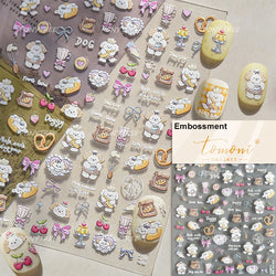 Graffiti Bear Cat Kitten Dog Puppy Bowknot Cake Tulip Note Star Cherry Cup Adhesive Nail Art Decoration Sticker Manicure Decals (ONLINE ORDER ONLY)