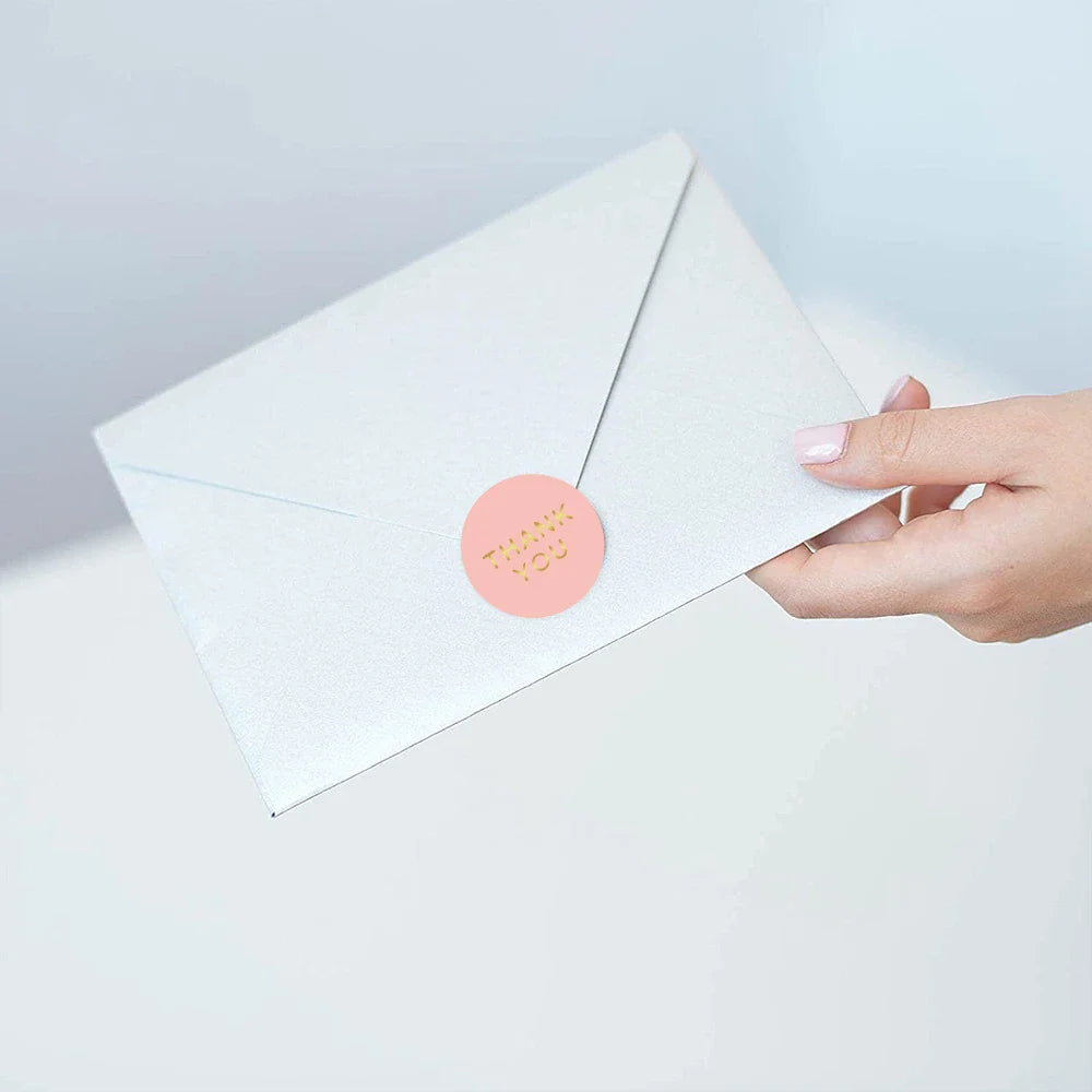 500pcs/roll Round Brown labels Thank You Kraft Stickers 1 inch Wedding Pretty Gift Envelope Sealing Label Stickers Stationery (ONLINE ORDER ONLY)