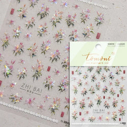 Charming Dreamy Shiny Jelly Blue Gradient Lily Flowers Rose Petal White Dot Chinese Colorful Nail Art Stickers Manicure Decals (ONLINE ORDER ONLY)