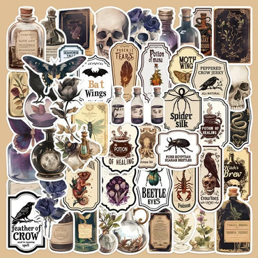 50pcs Gothic Aesthetic Graffiti Stickers for Helmet, Wall, DIY Decoration (Online Order Only)