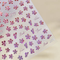 Cherry Blossom Dance Flower Gradient Petal Hot Stamping Laser Pink Adhesive Nail Art Stickers Special Process Manicure Decals (ONLINE ORDER ONLY)