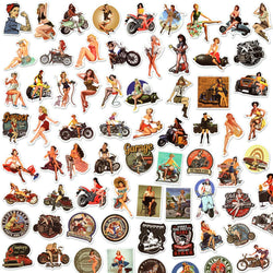 50/100Pcs Retro Sexy Pin Up Girl Graffiti Street Punk Motorcycle Girl Stickers Suitcase Laptop Waterproof Sticker Decoration (ONLINE ORDER ONLY)