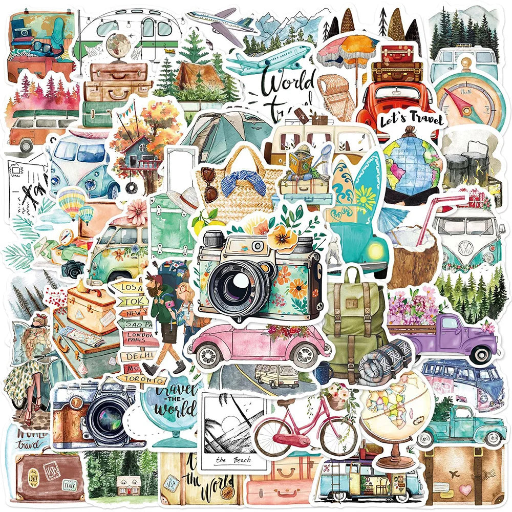 Outdoor Travel Graffiti Stickers Decals for Laptop, Skateboard, Phone, Luggage, Motorcycle - Waterproof Kids Toy (10/30/50pcs) (Online Order Only)