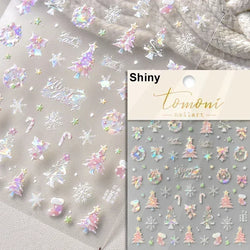 Black White Christmas Tree Snowflake Bowknot Snowman Socks Star Santa Hat Deer Rhinestone Winter Nail Art Sticker Manicure Decal (Online Order Only)