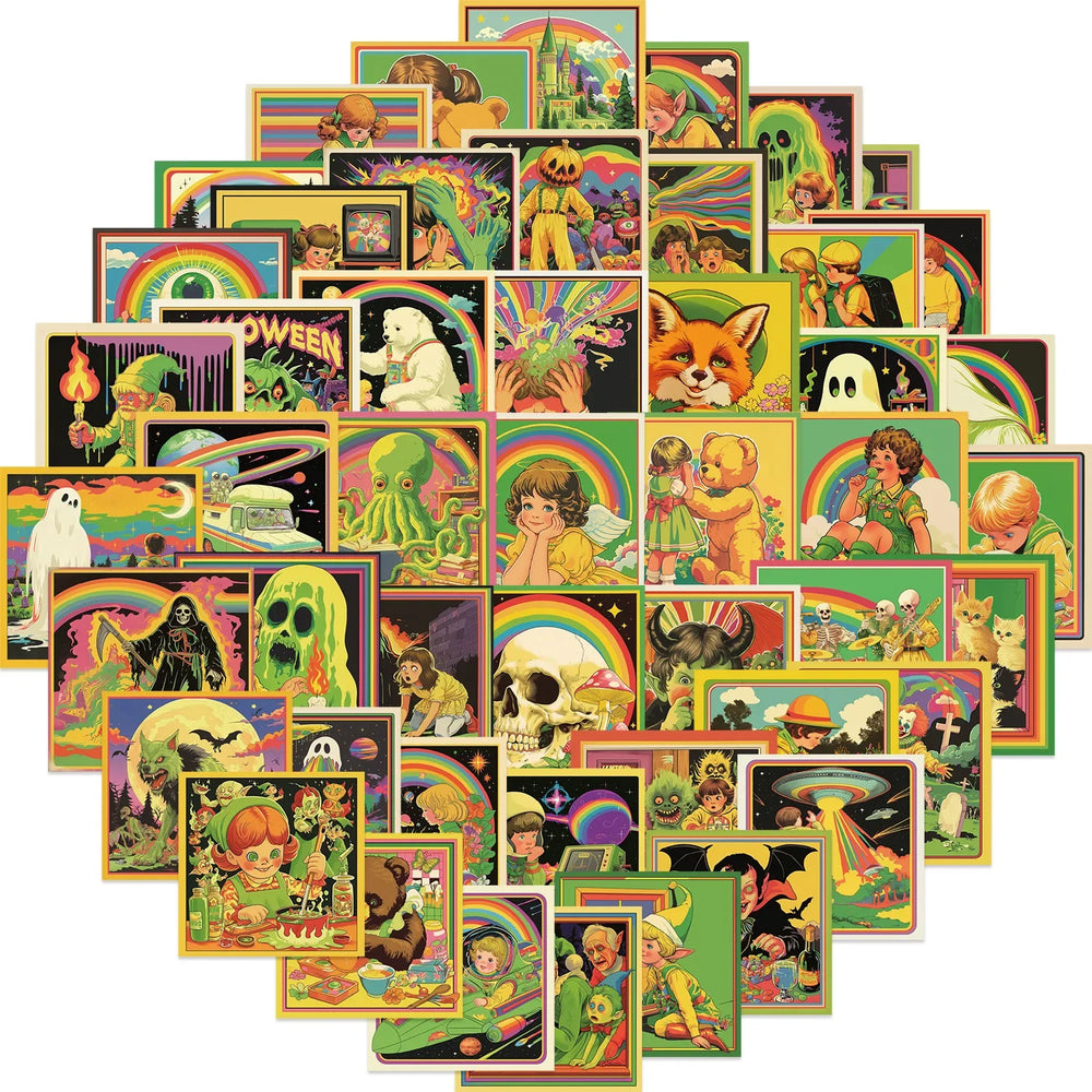 50pcs Cartoon Retro Comics Stickers Vintage Stickers DIY Laptop Luggage Skateboard Graffiti Decal Fun for Kid Gift (ONLINE ORDER ONLY)