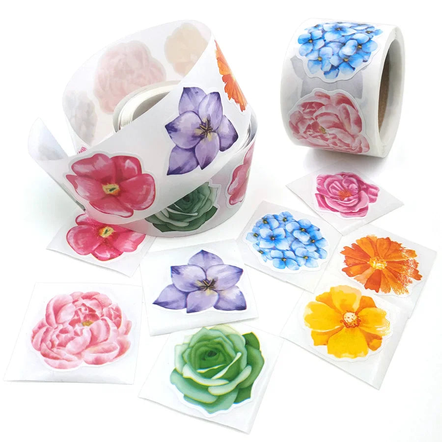 150pcs/roll Colorful Flowers Stickers 3.8cm/1.5inch Party Gift Decoration Label Scrapbook Stationery Stickers (ONLINE ORDER ONLY)