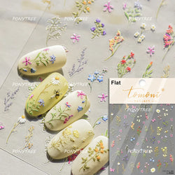 Trumpet Creeper White Flower Purple Leaves Antique Special Characters 5D Soft Relief Adhesive Nail Art Stickers Manicure Decals (ONLINE ORDER ONLY)