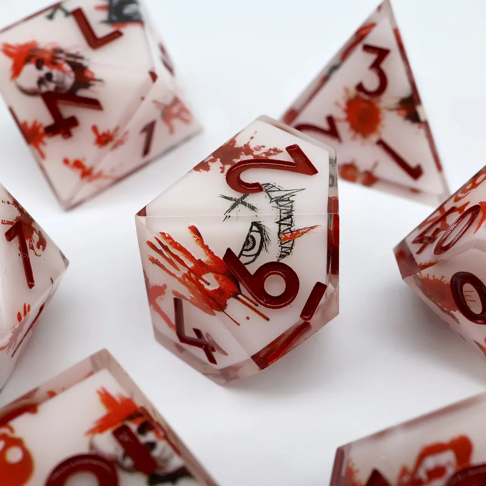 Resin Sharp Edged Themed 7 Piece Polyhedral Dice Set (Online Order Only)